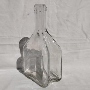 Antique Folk Glass Bottle, Thick Wall Hard Drink Glass Bottle