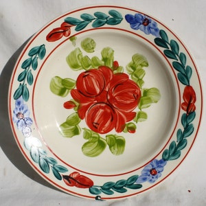 Traditional Vintage Folk Hungarian Ceramic Plate, Hungarian Pottery, Folk Plate, Antique Peasant Plate