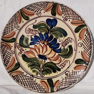 Antique Transylvania Traditional Earthenware Peasant Flower Designed Korond Plate