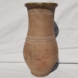 Unglazed Folk Traditional Folk Jug, White Earthenware Pottery, Antique Rural Water Pitcher