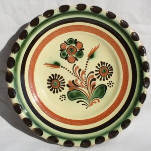 Vintage Hungarian Art Ceramic Peasant Flower Designed Folk Plate