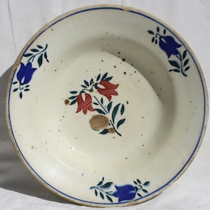 Traditional Vintage Folk Hungarian Ceramic Flower Decorated Plate, Hungarian Pottery, Folk Plate, Antique Peasant Plate