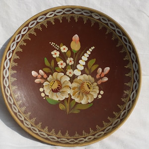 Traditional Folk Bright Colored Happy Flower Plate Folk Plate
