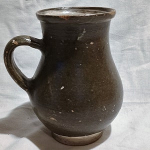Antique Green Glazed Jug, Traditional Folk Stoneware Pottery, Rare Folk Pitcher, Ceramic Pitcher