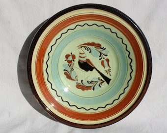 Handbeschilderd wandbord met volkskunstvogel - 25,5 cm keukendecor