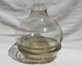 Antique Blown Glass Fly Catcher, Hungarian Two Part Wasp Trap
