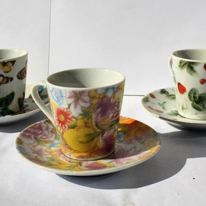 Royal England Tea Cup, Tea Cup, Colored Tea Cup, Coffee Cup, Decorative Cup and Plate, 3 Set