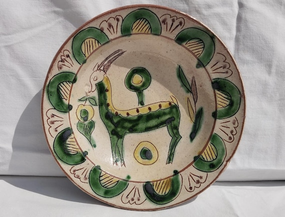 Hutsul Plate, Hucul Deer Plate, Folk Plate, Folk Ceramic Plate, Clay Plate, Handpainted Plate