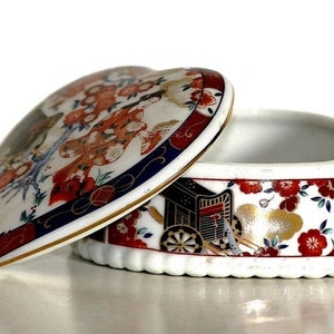 Japanischer Bonbonier, Herz Schmuckdose, Noritake Porzellan, Japanisches Porzellan Herz, Schmuckdose, Geisha Porzellan Box, Japan Keramik