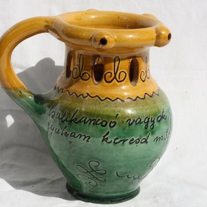 Folk Reticulated Puzzle Pitcher, Vintage Ewer, Ceramic Pitcher, Ceramic Pottery