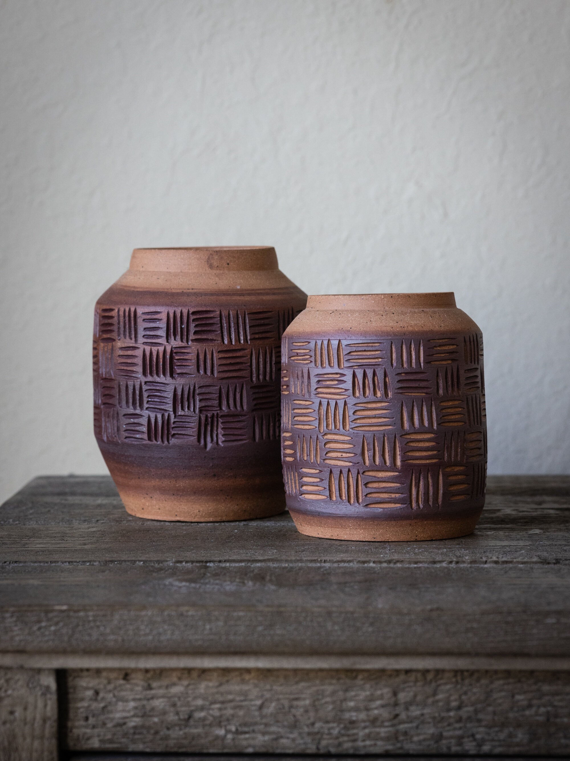 Red Clay Vase Basket Weave Carved Vase Vase Pottery Vase Speckled Red ...