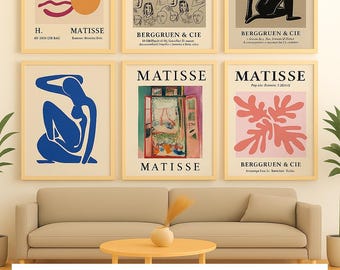 Lot de 43 œuvres d'art mural Matisse | Impressions numériques d'affiches vintage | Art moderne minimaliste pour la maison, le salon et le bureau