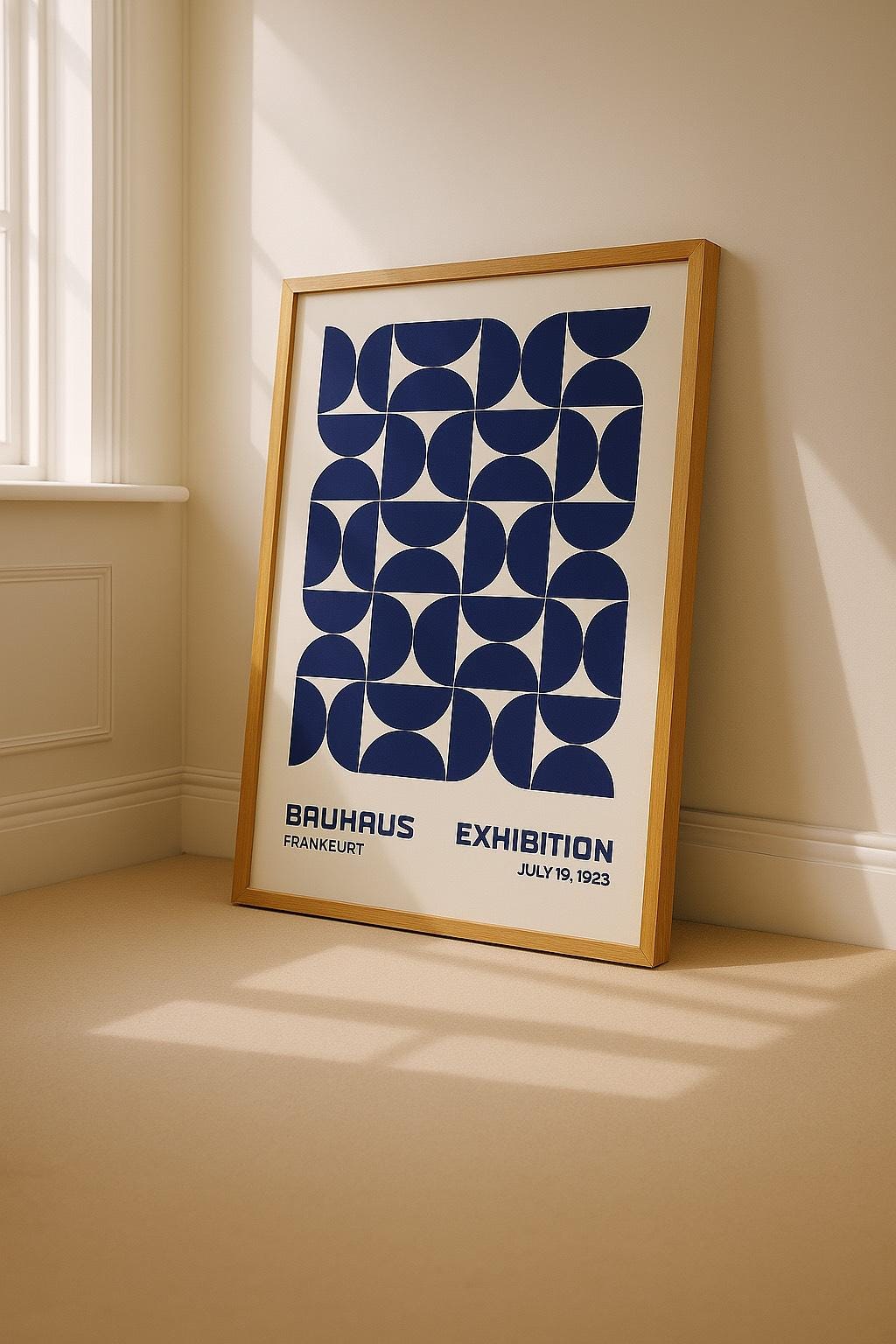 Bauhaus Exhibition Poster – Minimalist Geometric Wall Art, Modern Blue ...