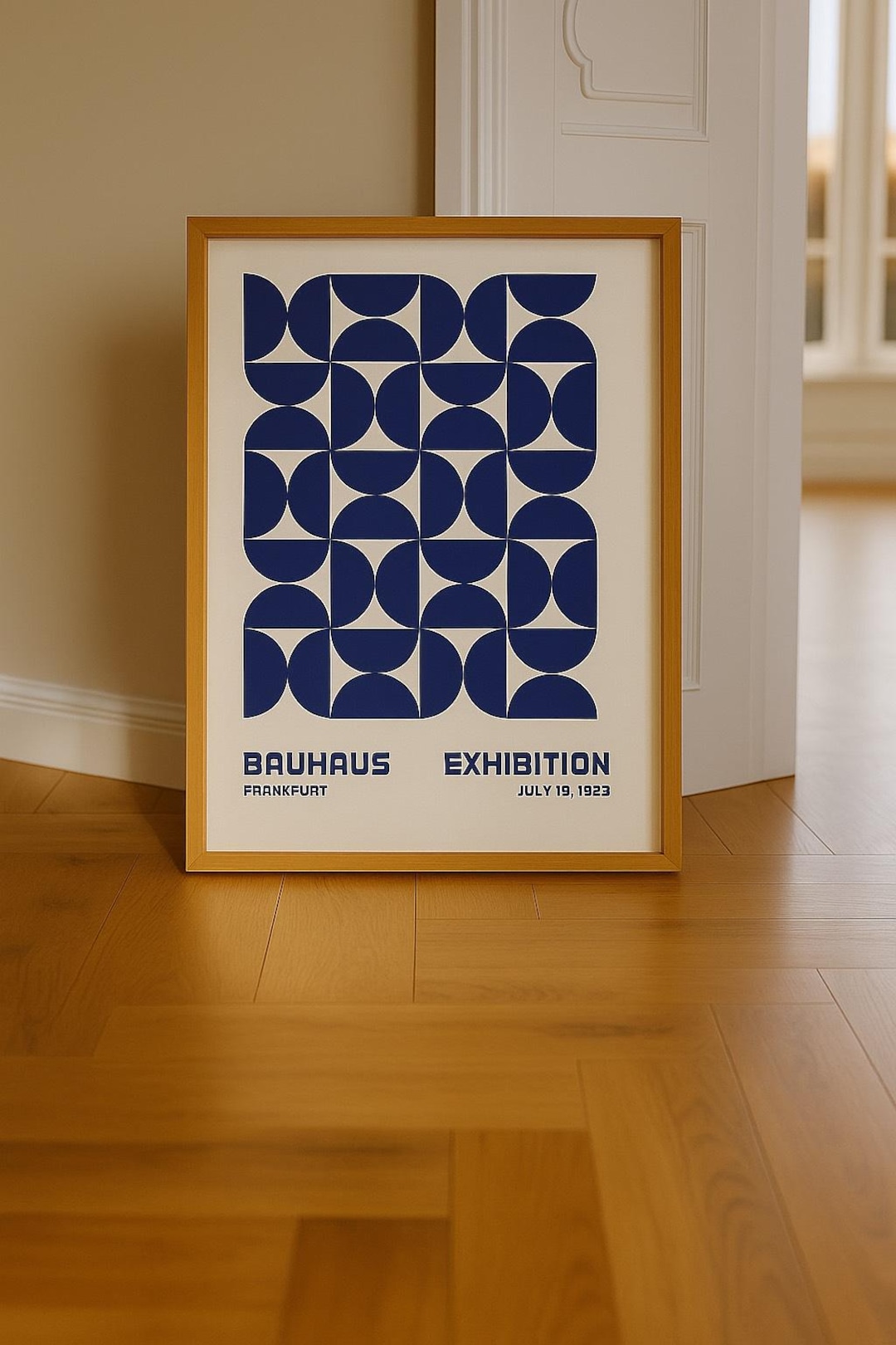 Bauhaus Exhibition Poster – Minimalist Geometric Wall Art, Modern Blue ...