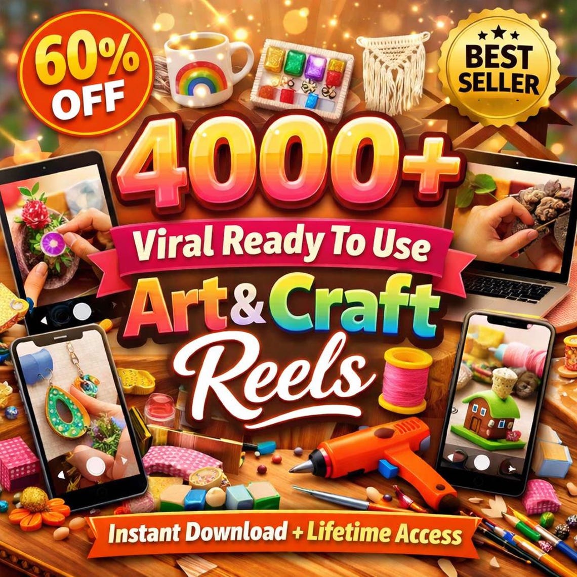 4000+ Viral Ready-to-use Art and Craft Reels | DIY Craft Tutorials ...