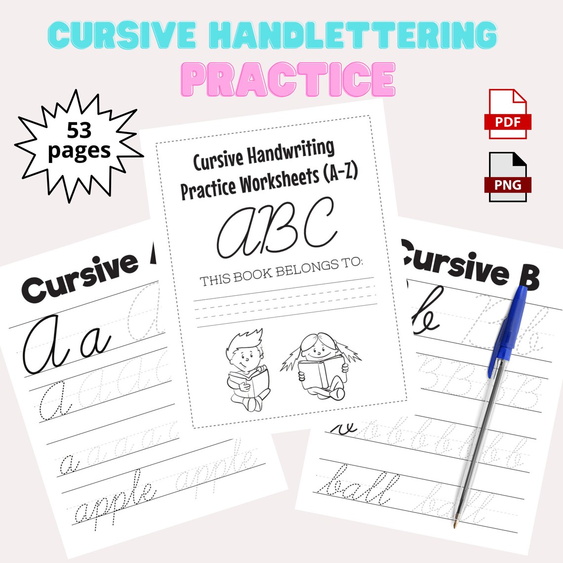 Cursive Handwriting Alphabet Practice Sheet for Kids | Simple Writing ...