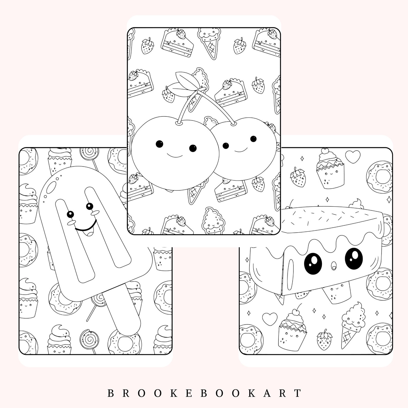 Cute Kawaii Food Coloring Pages Cute Food Kawaii Coloring Etsy