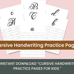 Printable cursive handwriting practice pages | for Middle school Kids and up | instant download pdf
