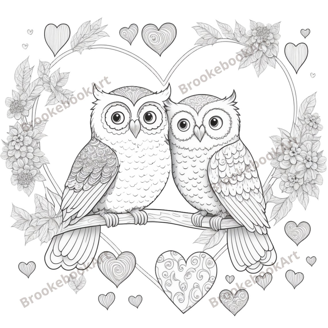 Love Owl Coloring Pages Valentine's Day Printable - Etsy