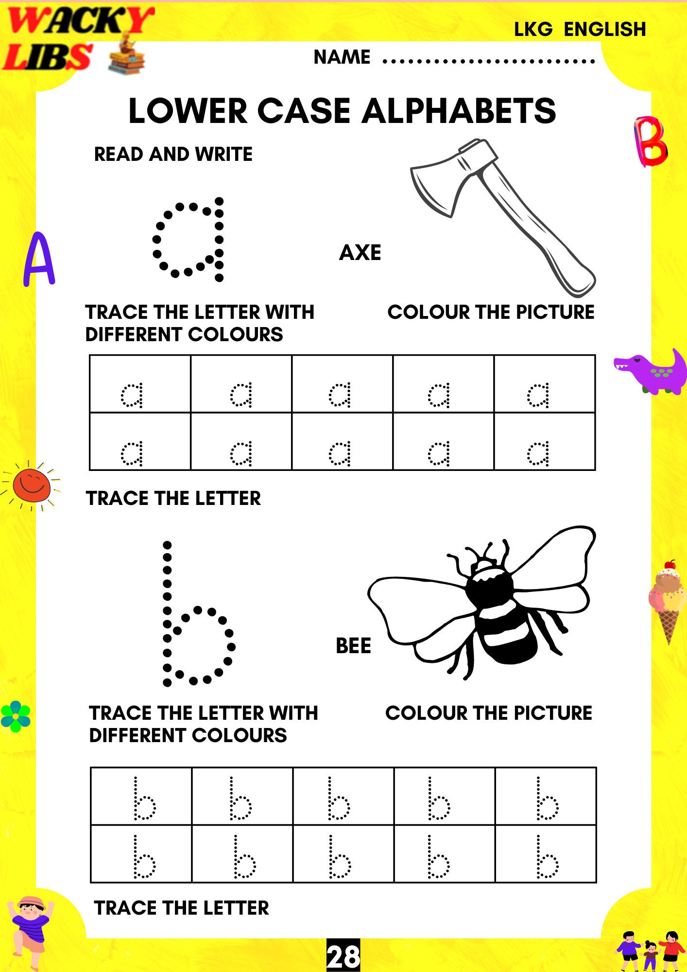 english worksheets for nursery or lkg colorful printable etsy