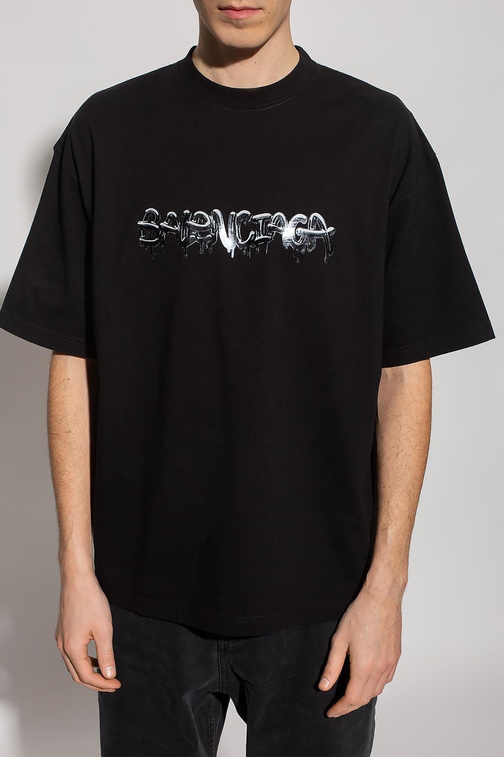 Black 3B Flat TShirt by Balenciaga on Sale