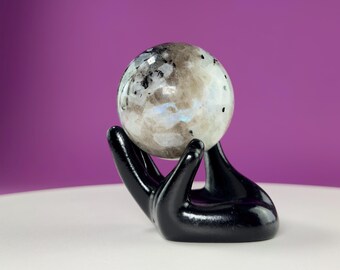 Blue Moonstone Sphere (Includes Black Hand Stand)