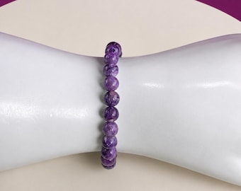 Charoite Bracelet Russia 7mm Purple Gemstone Stretch Bracelet Healing Jewelry