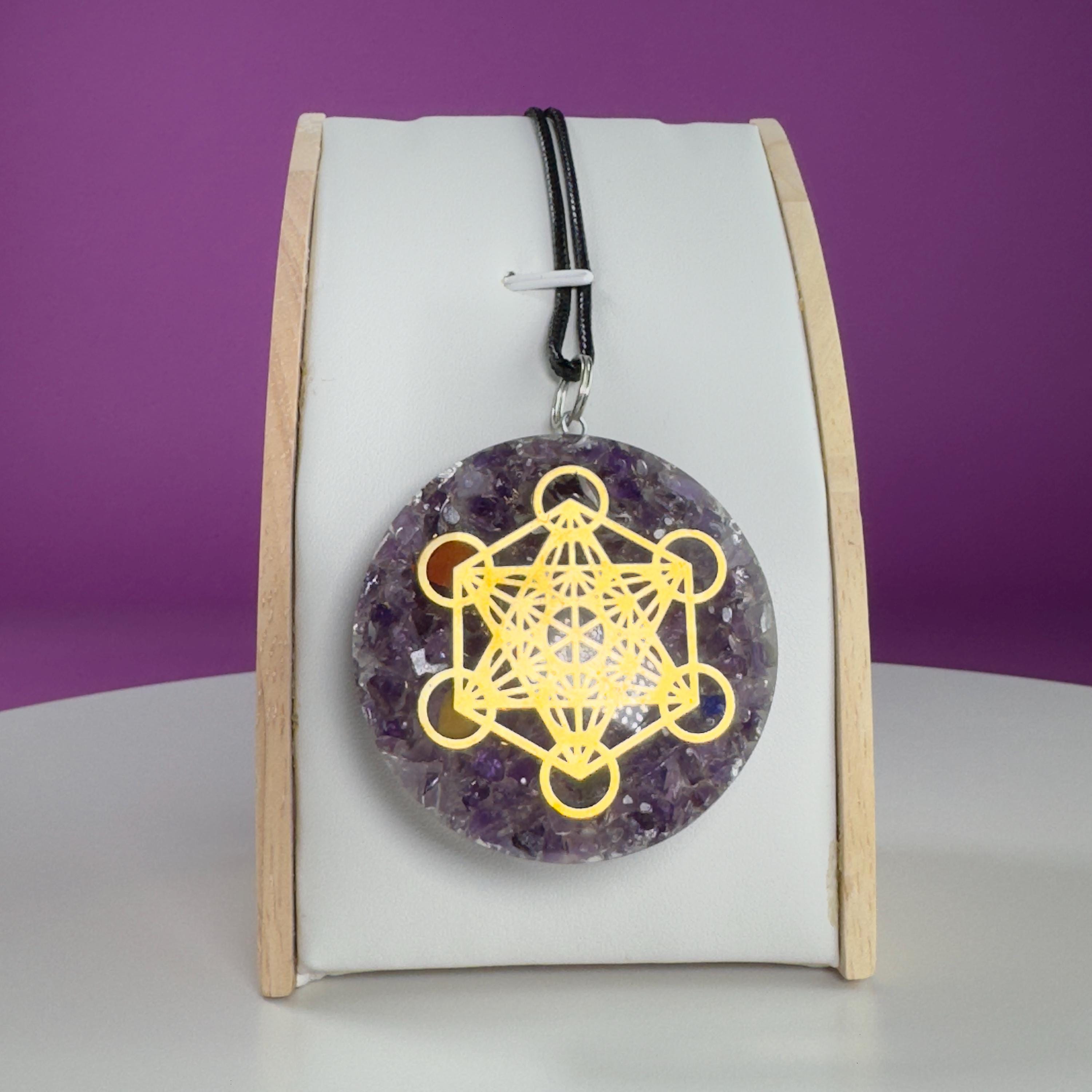 Orgone Metatron Cube Merkaba Hanger Ketting, 7 Chakras Chip Gravel Orgonite Healing Meditation Balance (verstelbare touwketting Orgone Metatron Cube Merkaba Hanger Ketting, 7 Chakras Chip Gravel Orgonite Healing Meditation Balance (verstelbare touwketting