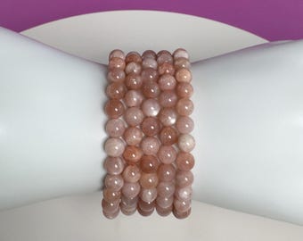 Natural Sunstone 6mm Beaded Bracelet | Polished Crystal Energy Jewelry