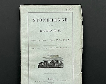 Raro libro de Stonehenge de 1876 con mapas plegables, grabados de sitio, artefactos, megalitos de piedra. Stonehenge y sus túmulos por William Long, Esq