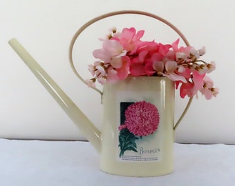 Burpee's Vintage Watering Can, Metal Watering Can with Flowers, Garden Decor, Farmhouse Decor