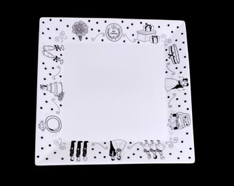 Square Wedding Cake Plate titled "I Do" by The Dish Ltd.