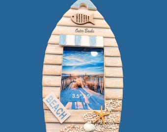Wooden Boat Shaped 3.5" x 5" Picture Frame