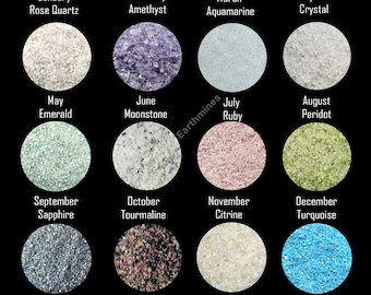 Gemstone Crushed 3-5mm Big Raw Stone Crushed, Birthstone Powder, Healing Crystal 3-5mm Crushed Powder Great for Woodworking Painting Crafts