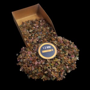 Natural Crushed Multi Tourmaline Gemstone Dust for Fish Tank Inlay Jewelry Making and Home Decor - 1-3mm Coarse Crushed Gemstone Powder