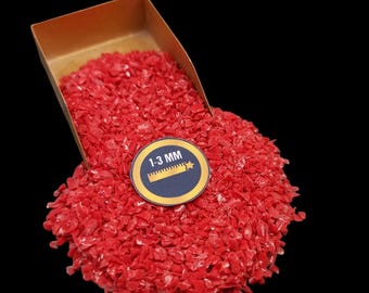 Rote Koralle Edelstein zerkleinert 1-3 mm Pulver, Kunstkoralle Zerkleinertes Pulver, ideal für Holzbearbeitung Schmuck, Ring Inlay