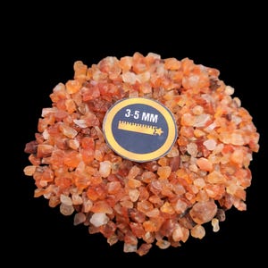 Natural Coarse Crushed Carnelian 3mm to 5mm Grain Size - Lapidary Material for Inlay, Art, Crafts - Vibrant Orange Gemstone Crushed