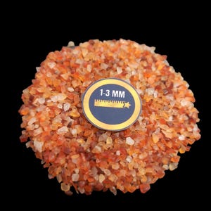 Natural Carnelian Crushed Powder - 1mm to 3mm Grain Size - Lapidary Material for Inlay, Art, Crafts - Vibrant Orange Gemstone Crushed