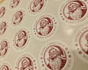 Lachende Weihnachtsmann Weihnachtsaufkleber: Frohe Weihnachten Etiketten