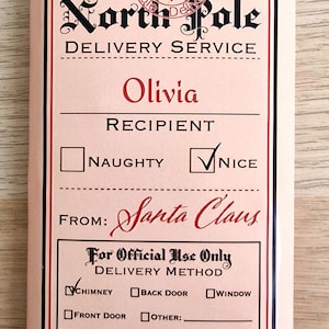 Personalised gift North Pole chocolate wrapper/bar, Christmas stocking filler gifts for kids, Christmas Eve Box filler, Novelty gift believe
