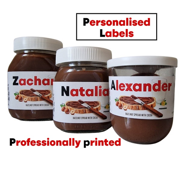 Personalised gift Nutella Sticker Label, Funny Gift, Birthday /Father's day small gift, gift for her him, birthday Nutella gift, vinyl label