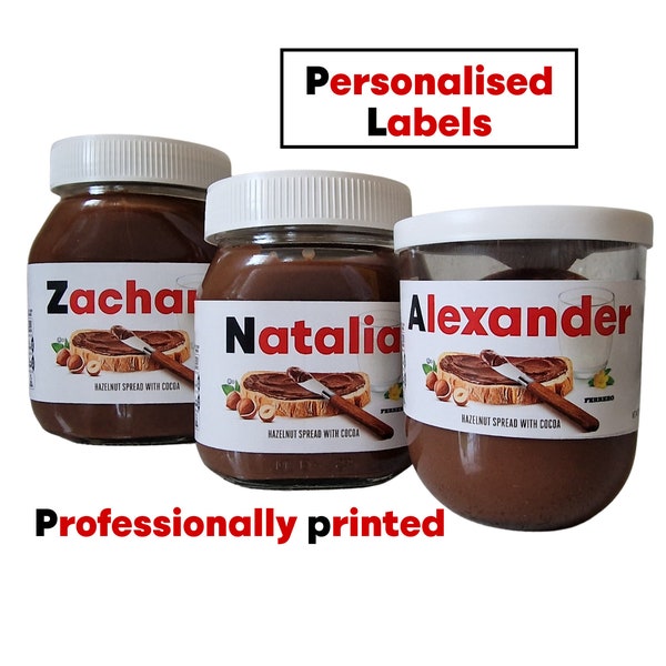 Gepersonaliseerd cadeau Nutella Sticker Label, Grappig Cadeau, Verjaardag /Vaderdag klein cadeau, cadeau voor haar hem, verjaardag Nutella cadeau, vinyllabel