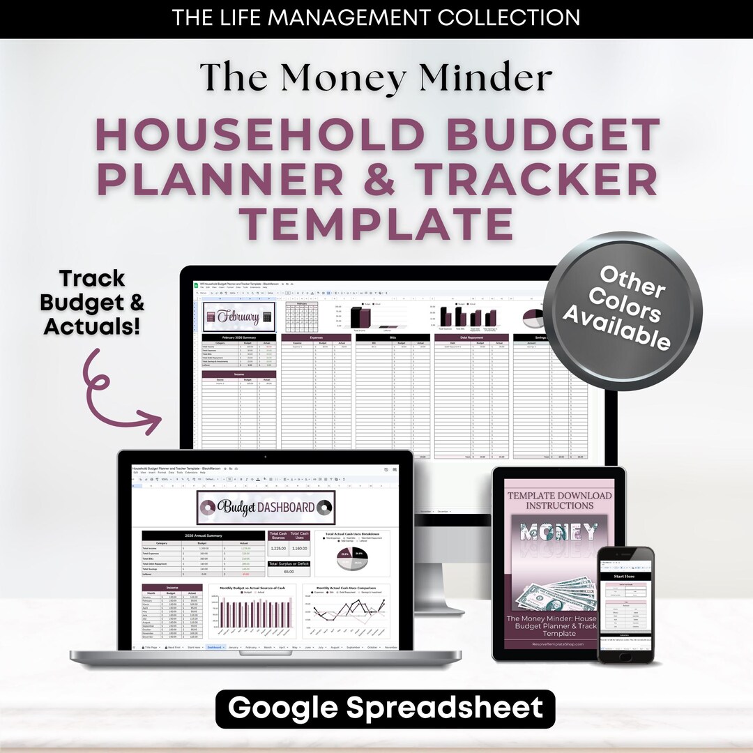 Household Budget Planner: Google Sheets Budgeting Template (digital ...