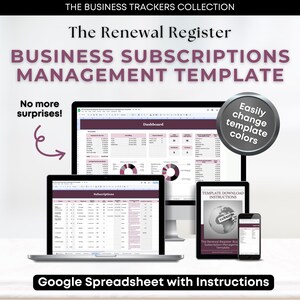Business Subscription Tracker: Google Sheets Template (Digital Download)