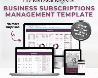 Business Subscription Tracker: Google Sheets Template (Digital Download)