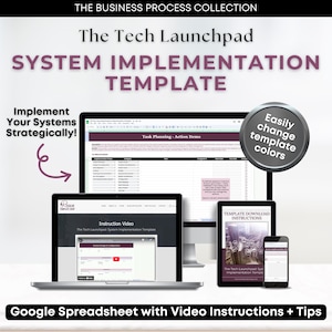 System Implementation Template: Editable Google Sheets (Digital Download)