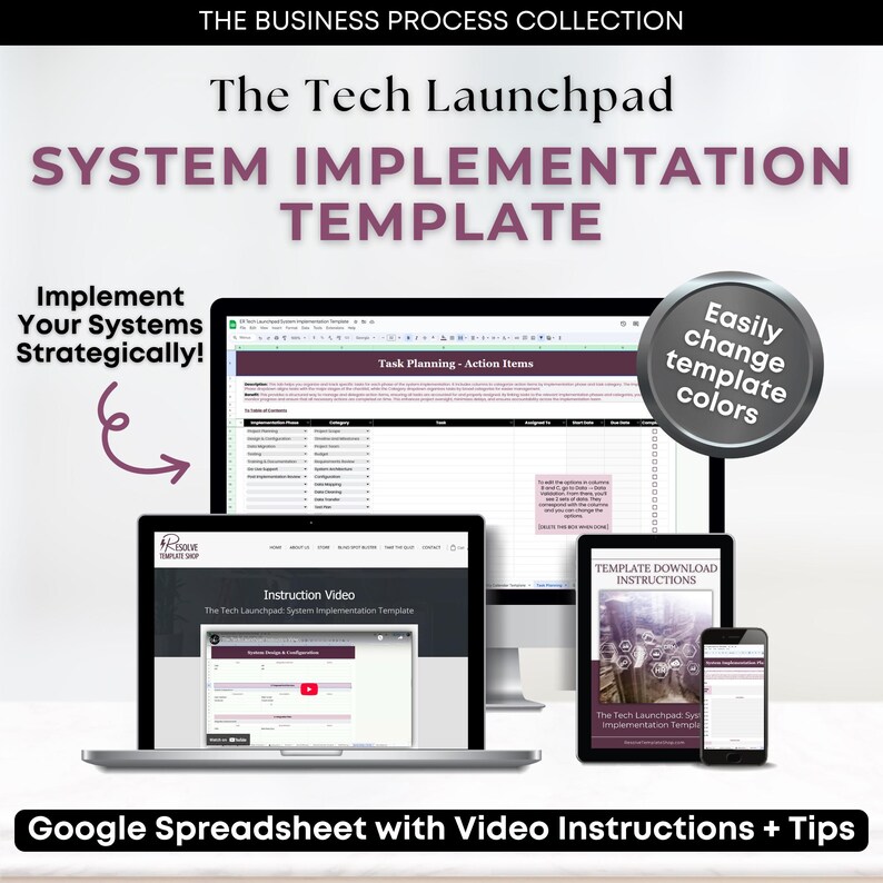 System Implementation Template: Editable Google Sheets (Digital Download) image 1