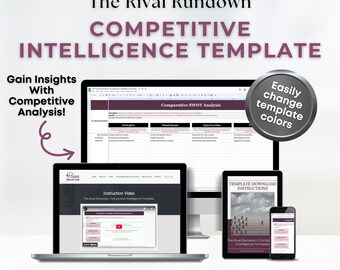 Competitive Intelligence Template: Editable Excel Spreadsheet (Digital Download)