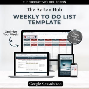 Weekly To Do List Template | Editable Google Sheets template for weekly task planning | Productivity Planning and Tracking in Grey and Red