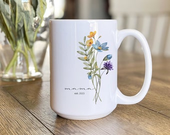 Personalized Gift Mug for Mothers Day, Mothers Day Gift for Mom, Custom Pink Floral Mug for Her